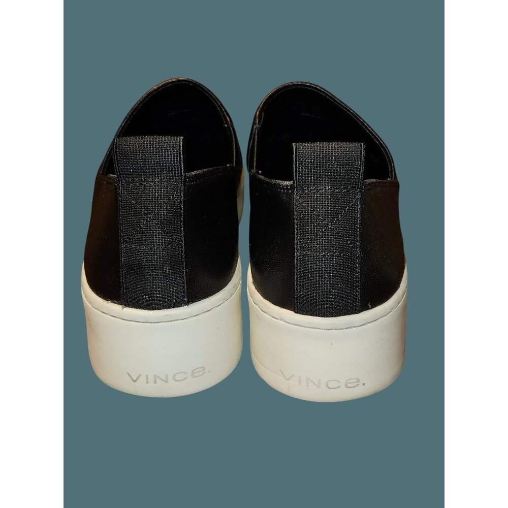 Vince Black Leather Saxon 2 Slip On Platform Sneakers Women 8 MEDIUM - Picture 4 of 13